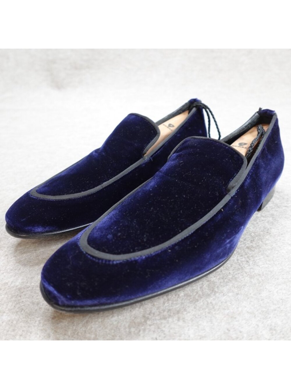 Saks Fifth Ave Mens Loafers 9.5 Blue Velvet Smoking Opera Loafers Made in Italy